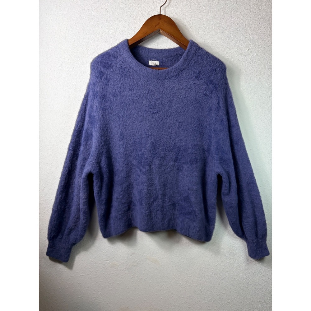 Aerie Women Sweater Purple Eyelash Fuzzy Knit Pullover S